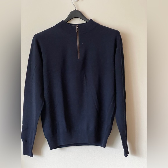 Peter Millar navy blue half-zip sweater - Picture 3 of 8